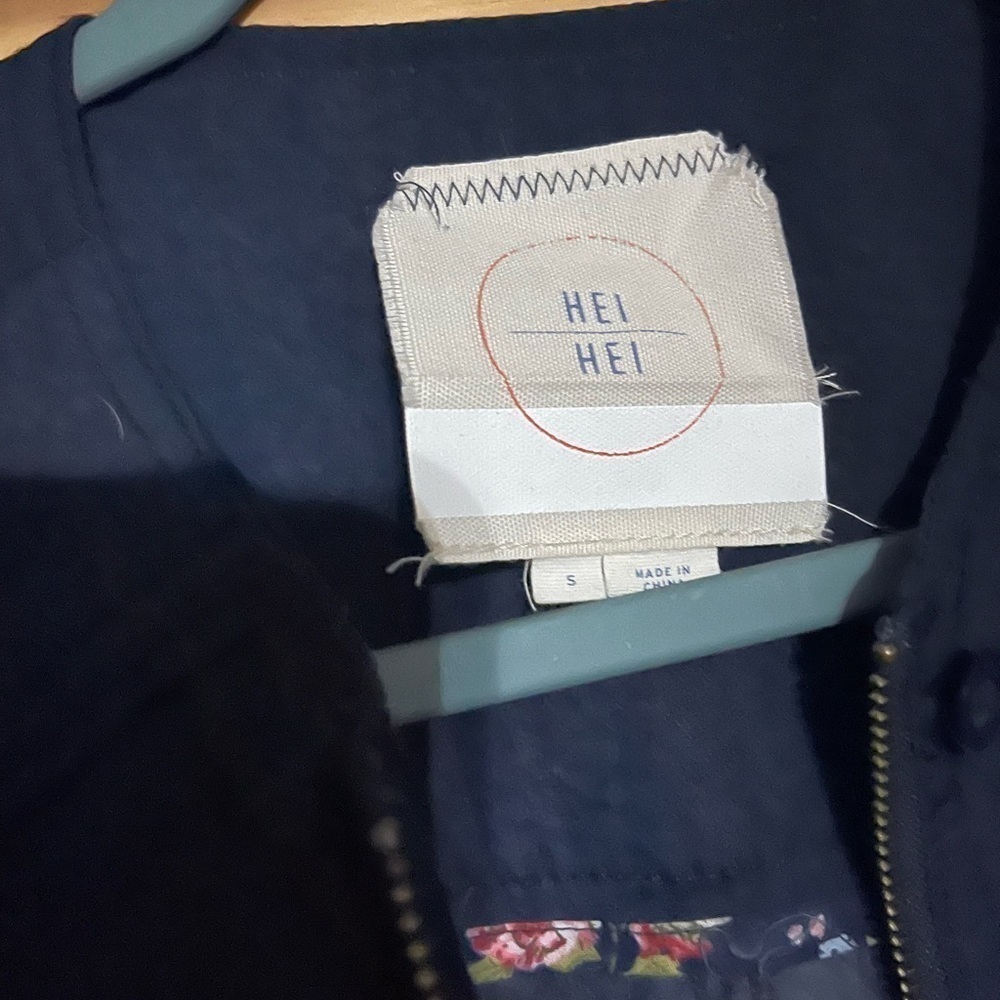 Anthropologie Hei Hei Cargo Jacket Navy Small Blue Full Zip Button Casual - Picture 3 of 5